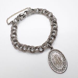 Vintage Sterling Silver Charm Bracelet Triple Link  7" 925 Signed CCC 15.2 Grams